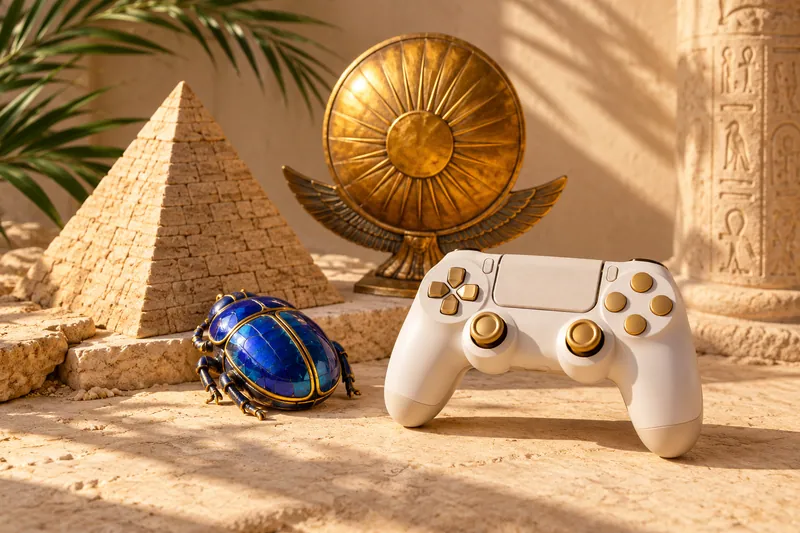 Go4Games egyptské online automaty s pyramídou a modrým skarabeom
