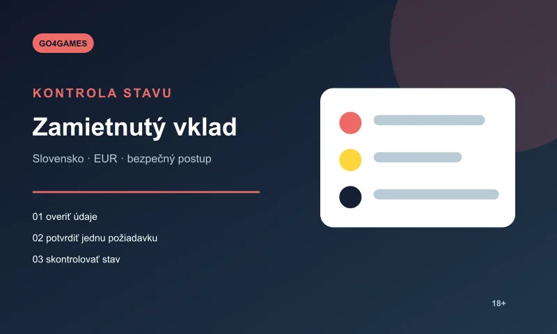 Kontrola stavu platby zamietnutého vkladu v Go4Games